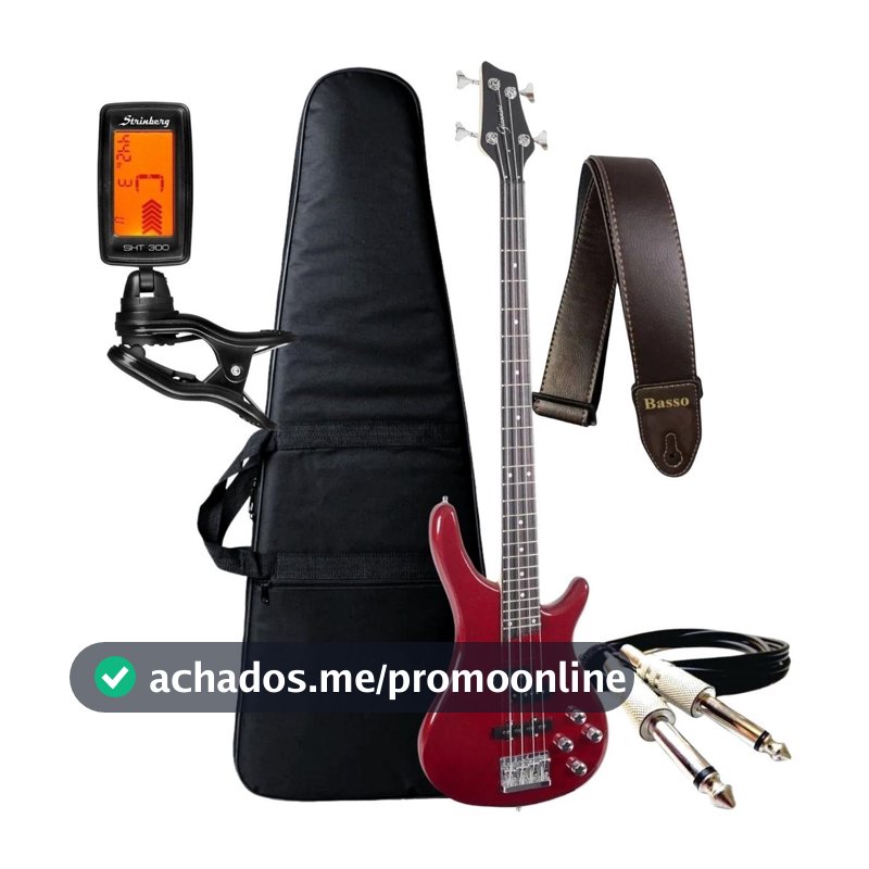 Kit Contra Baixo Giannini Gb200a Ativo 4 Cordas + Acessórios