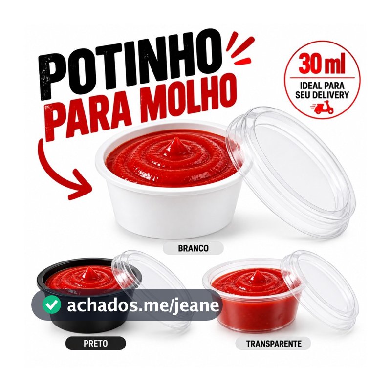 Potinho para Molho 30ml com Tampa Molheira Descartável Delivery