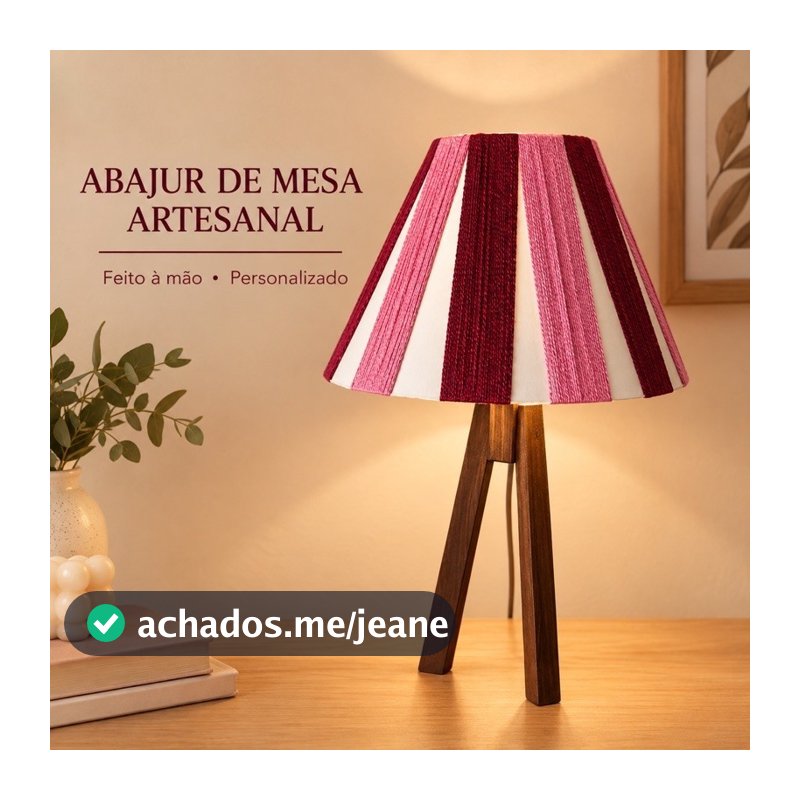 Abajur de Mesa Artesanal Luminária Decorativa Feito à Mão Personalizável