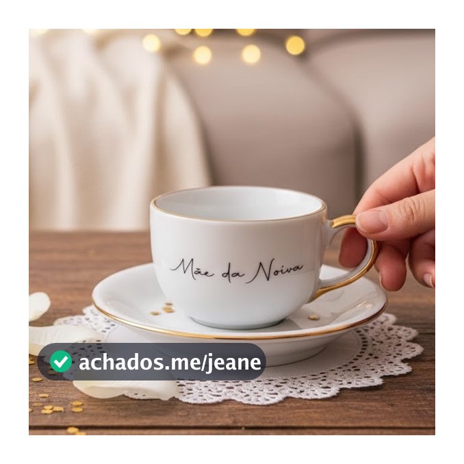 Xícara Porcelana Personalizada + Pires Nome Pai e Mãe dos Noivos Presente Luxo Casamento Filete Ouro