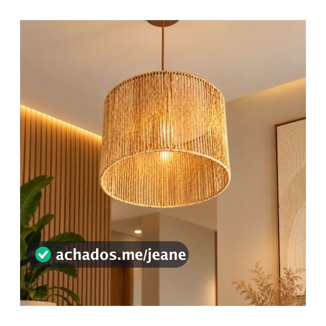 luminária lustre redondo de palha de milho C/FIAÇÃO 35x25cm