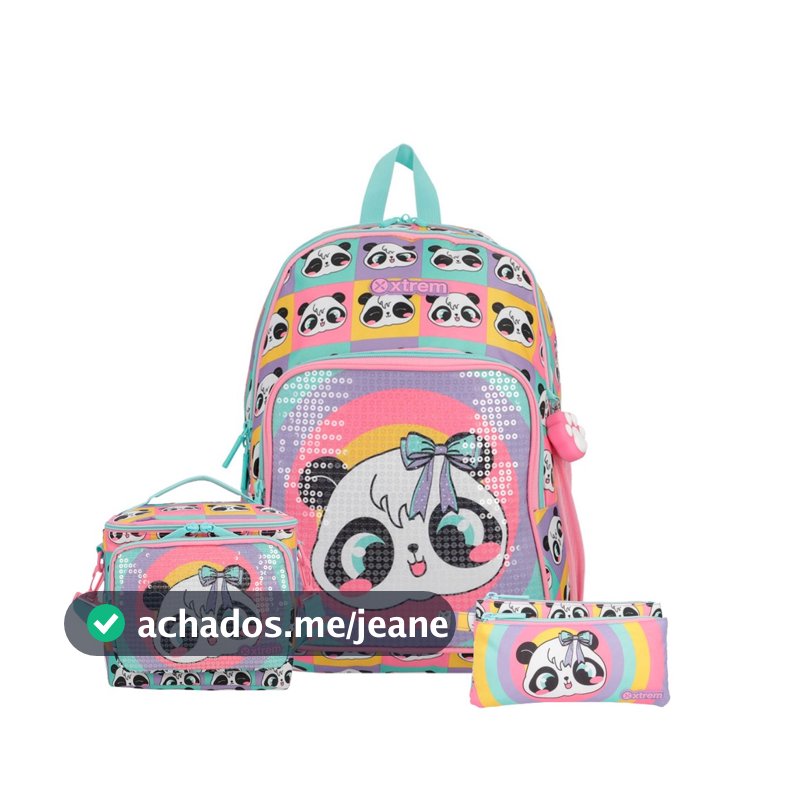 Kit Mochila Costas Panda Lancheira Térmica E Estojo Escolar