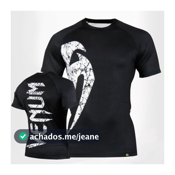 Rashguard Jiu Jitsu Venum Compressão Giant Classic Preto Black Manga Curta Proteção U.V