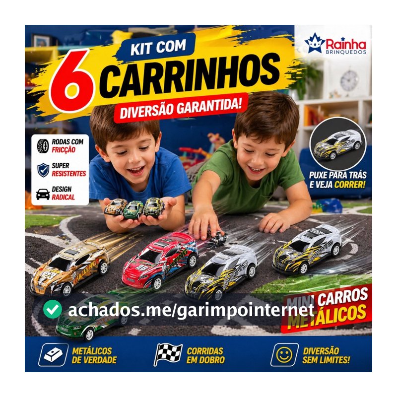 Kit Carrinhos Divertidos Metálico Mini Carros Brinquedo com Fricção