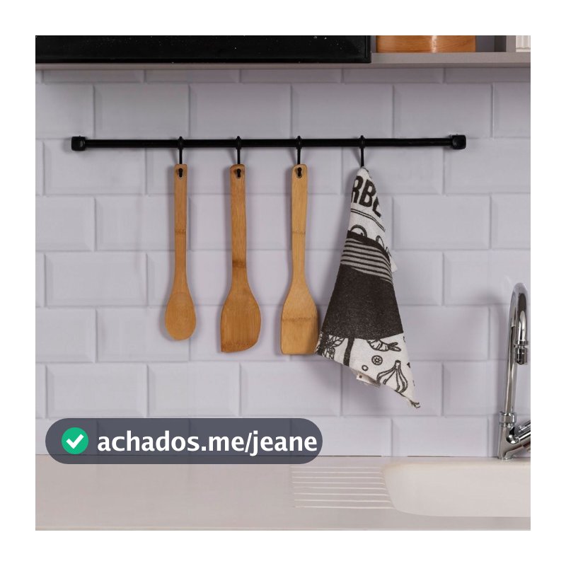 Barra Organizadora de Utensílios de Cozinha 60 cm – Suporte com 4 Ganchos