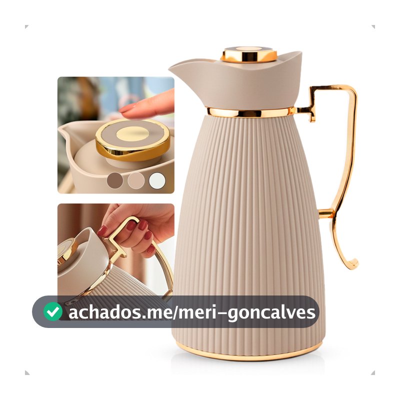 Garrafa Térmica Zaya Tuut 1L Canelada Design Sofisticado, Mantém Bebidas Quentes E Frias, Ideal Para Café E Chá Nude