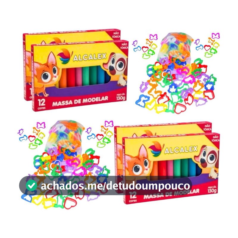 Kit 24 Massinha de Modelar + 25 Moldes Cortador Festa Aniversário Kit Lembracinha