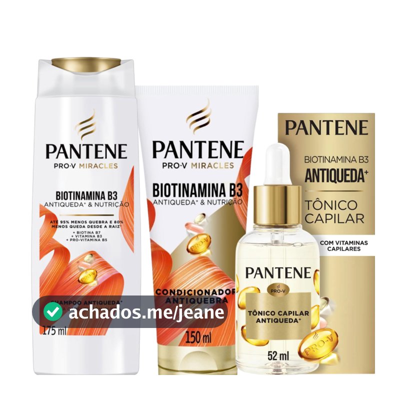Kit Pantene Pro-V Miracles Biotinamina B3 Shampoo 175ml + Cond 150ml + Tônico Antiqueda 52ml
