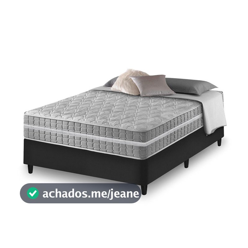 Cama Box Casal Preto + Colchão Molas Ensacadas Zidi Alabama 138x188x61cm