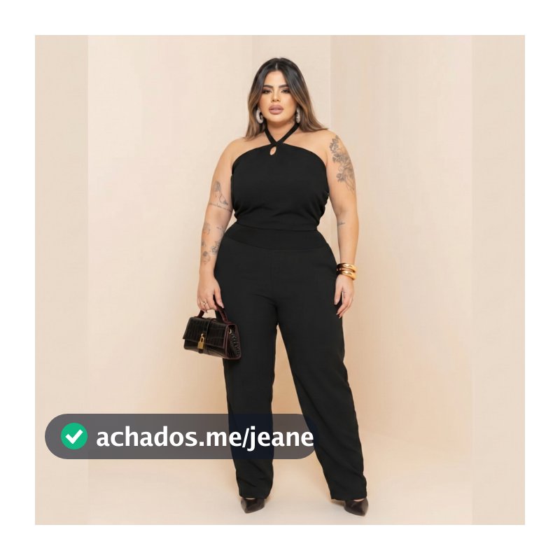 Macacão Plus Size Feminino Longo Soltinho com Laço Macaquinho Blogueira Moda Outono Crepe