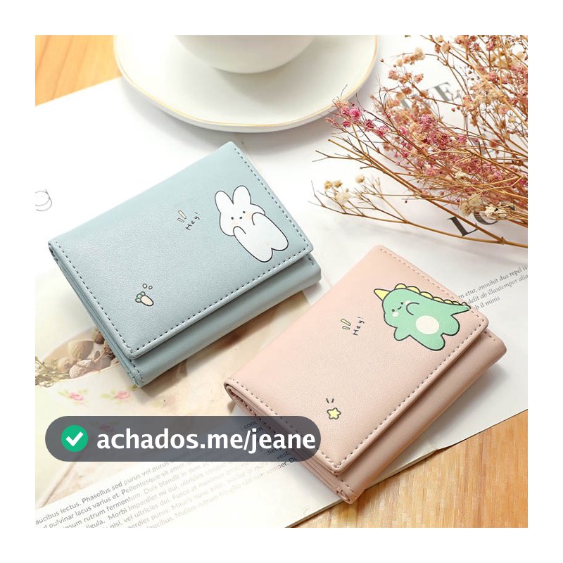 JAMI JAMI Carteira Pequena Feminina Fofa Animal Multi-Cartão Com Três Dobras C001