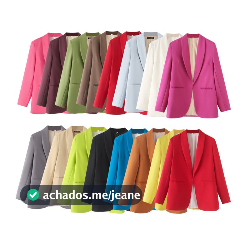 Blazer feminino solto de cor sólida sem botões de outono 129084