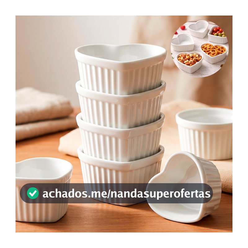 Ramekin Coração 150ml Canelado Molho Doce Petisco Festa