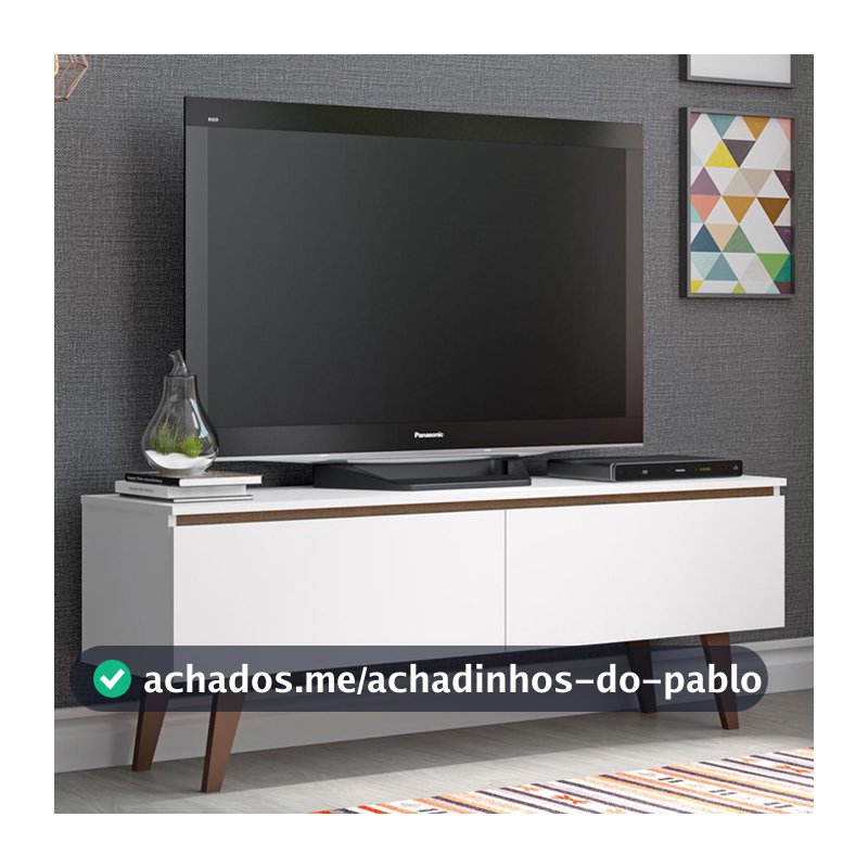 Rack para TV até 55 Polegadas Madesa Le Mans com 2 Portas - Branco/Rustic