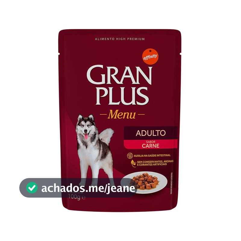 Ração Úmida Sachê GranPlus Gourmet Cães Adultos Carne 100g