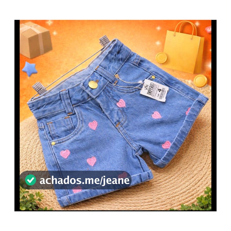 Short Jeans Feminino Infantil 4 a 16 Anos Bermuda