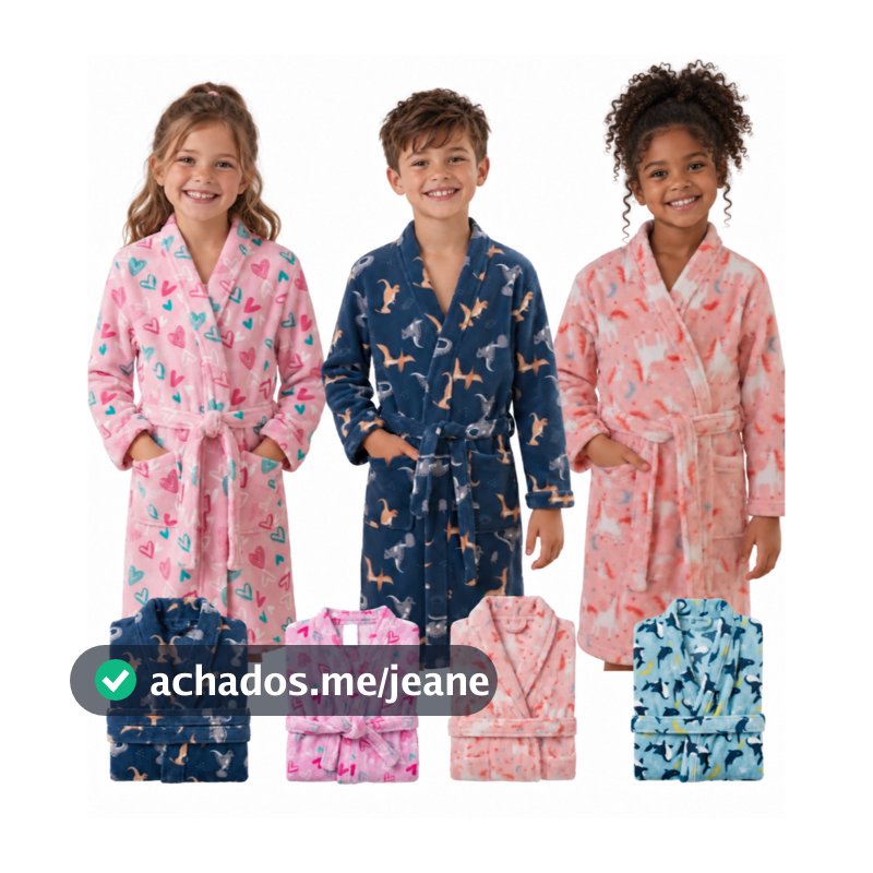 Roupão Infantil Benévola Microfibra Plush Quentinho Macio Aveludado Fleece Menino Menina Inverno
