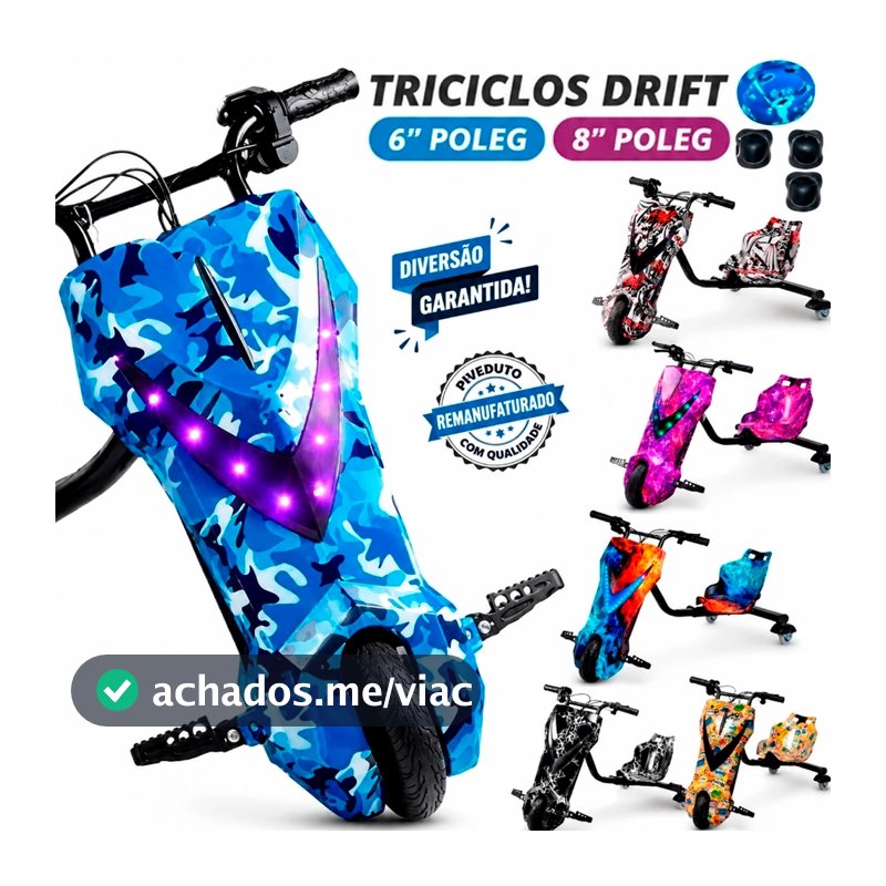 Triciclo Elétrico Infantil 350w 8'" Polegadas Hoverboard Overboard Skate Elétrico com Bluetooth