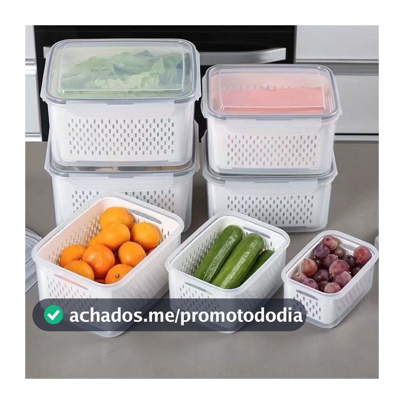 Kit6 Recipientes para separar e conservar frutas e verduras, próprios para geladeira e micro-ondas