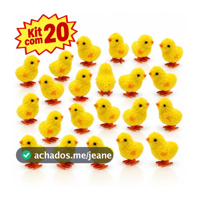 Kit 20 Pintinho Amarelinho De Pelúcia A Corda Com Movimento