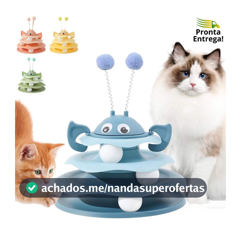 Brinquedo Interativo para Gatos Torre Anteninhas Pompom Bolinhas Níveis Pets Abelhinha com Mola