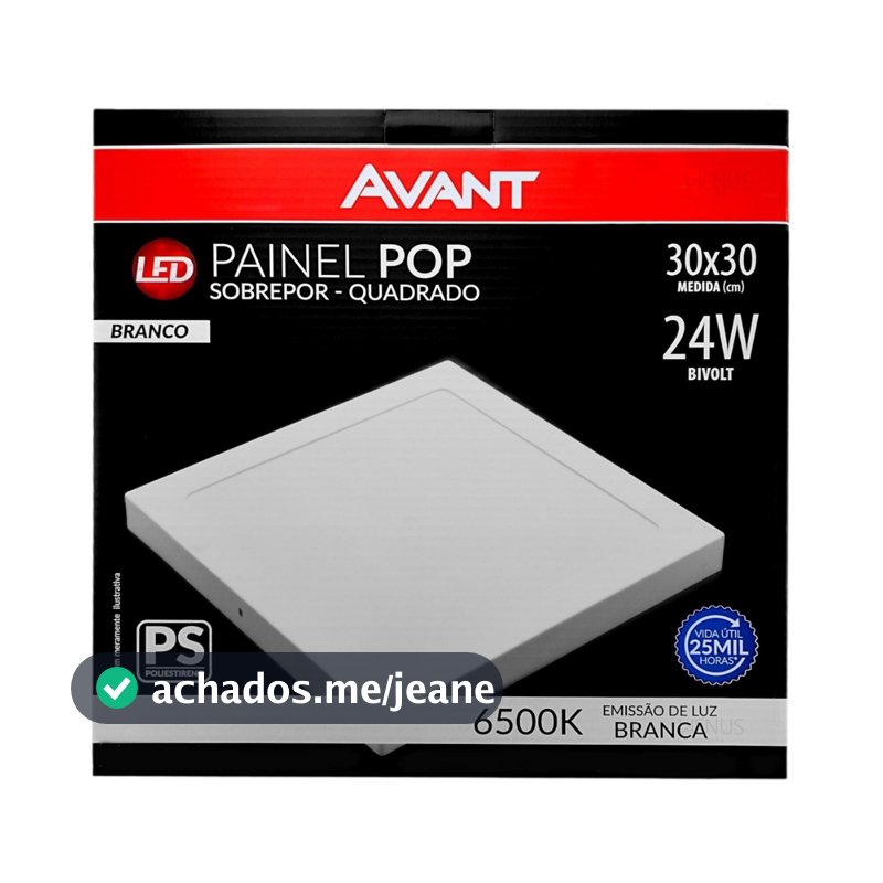 Painel Plafon Led Quadrado/Redondo Sobrepor/Embutir 18w/24w Teto Branco Frio Avant