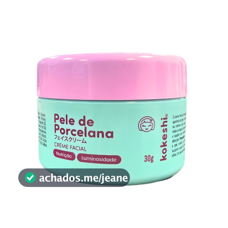 Hidratante Creme Facial Pele De Porcelana Kokeshi 30g Milagre do Arroz