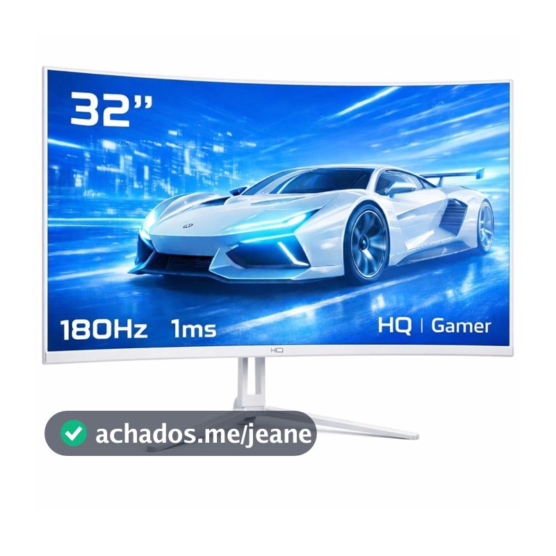 Monitor Gamer HQ 32" Ultra Branco Curvo 1ms, 180Hz, Quad HD (QHD) - 2560x1440, AMD FreeSync, HDMI, DP, HQW32C180