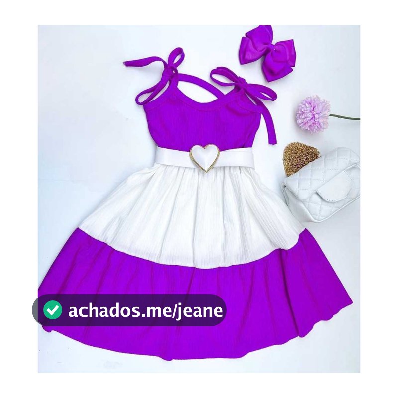 Vestido Infantil menina três maria Roxo e Branco