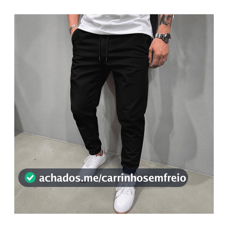 Calça Jogger Masculina Com Punho Sarja Premium Calça Cargo Masculina Casual Slim Streetwear Calça de Sarja Calça Moda