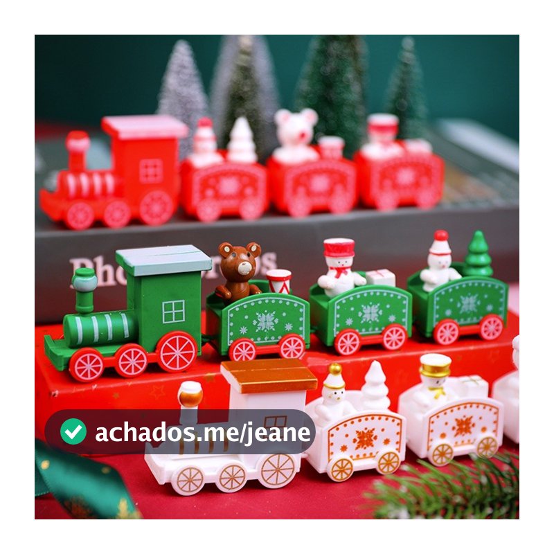 Ano Novo Trem De Natal Ornamento De Madeira Bonito Pintado Brinquedos Com Papai Noel Boneco De Neve Artesanato Decoração