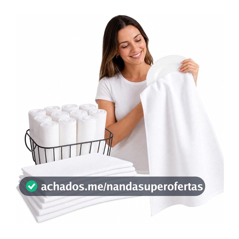 Kit 10 e 5 Panos Prato Branco Liso 100% Algodão Pé Galinha Alta Absorção Costura Reforçada Cozinha