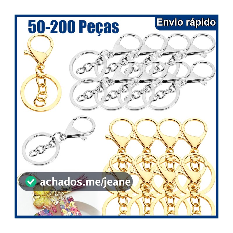 Argola para chaveiro 30mm com fecho Lagosta - Kit com 50-200 unidades | Mosquetão