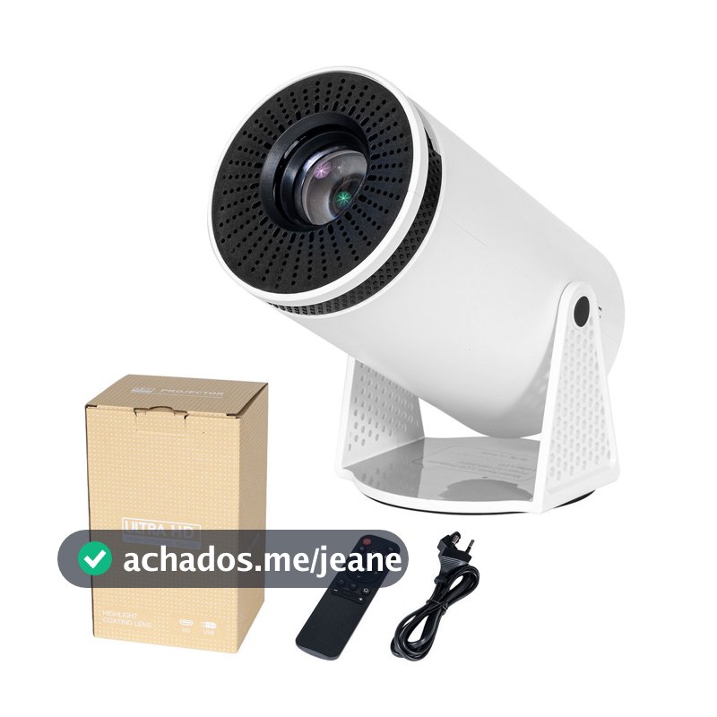 Projetor HY300 Bivolt 4K com Wi-fi e Bluetooth compatível com Android e iOs