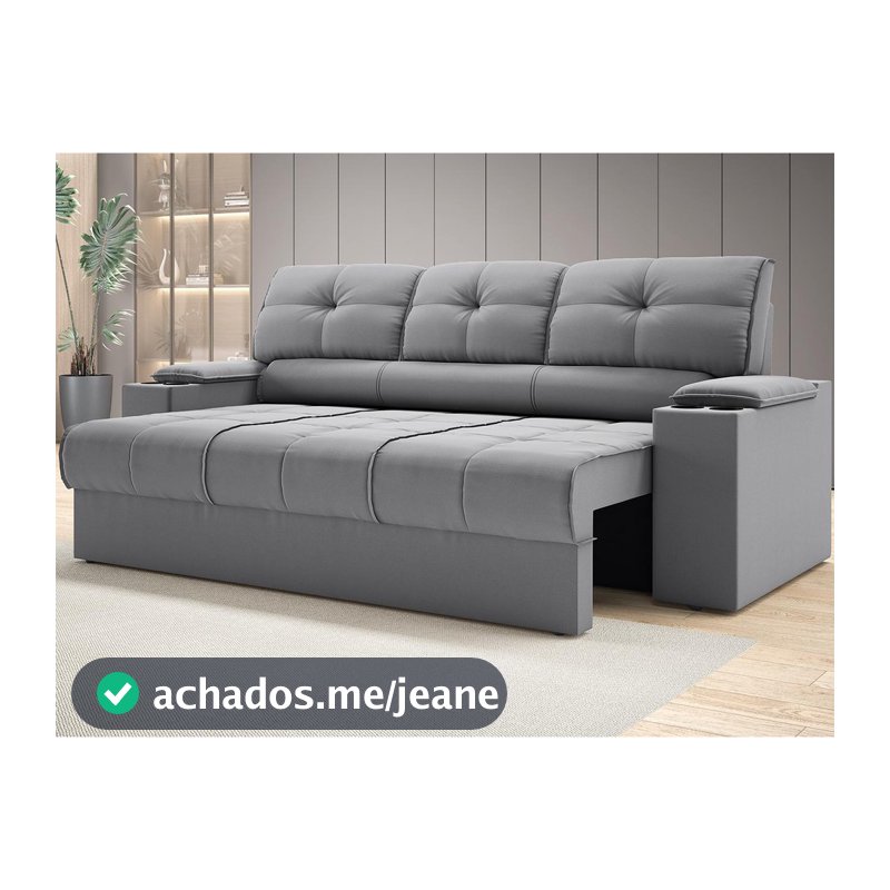 Sofá com Porta Copos Retrátil e Reclinável Tom 2,05m Velosuede - NETSOFAS