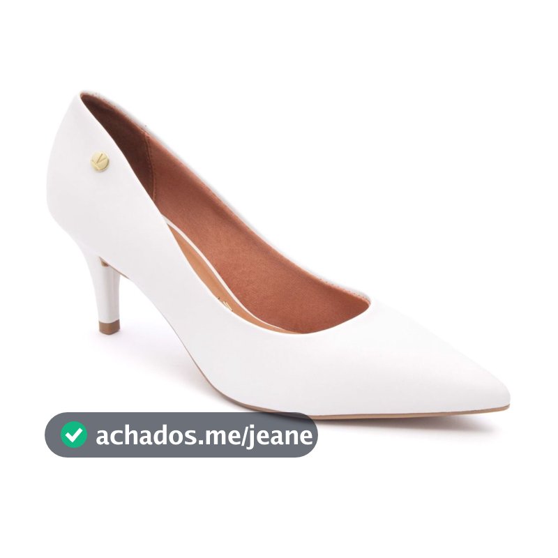 Scarpin Vizzano Feminino Salto Baixo Fino Macio Original Branco 1185