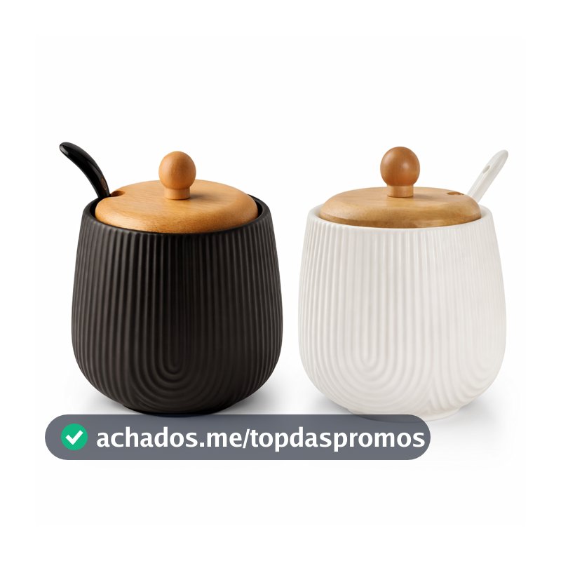 Açucareiro Em Porcelana Tampa Bambu 360ml Oásis