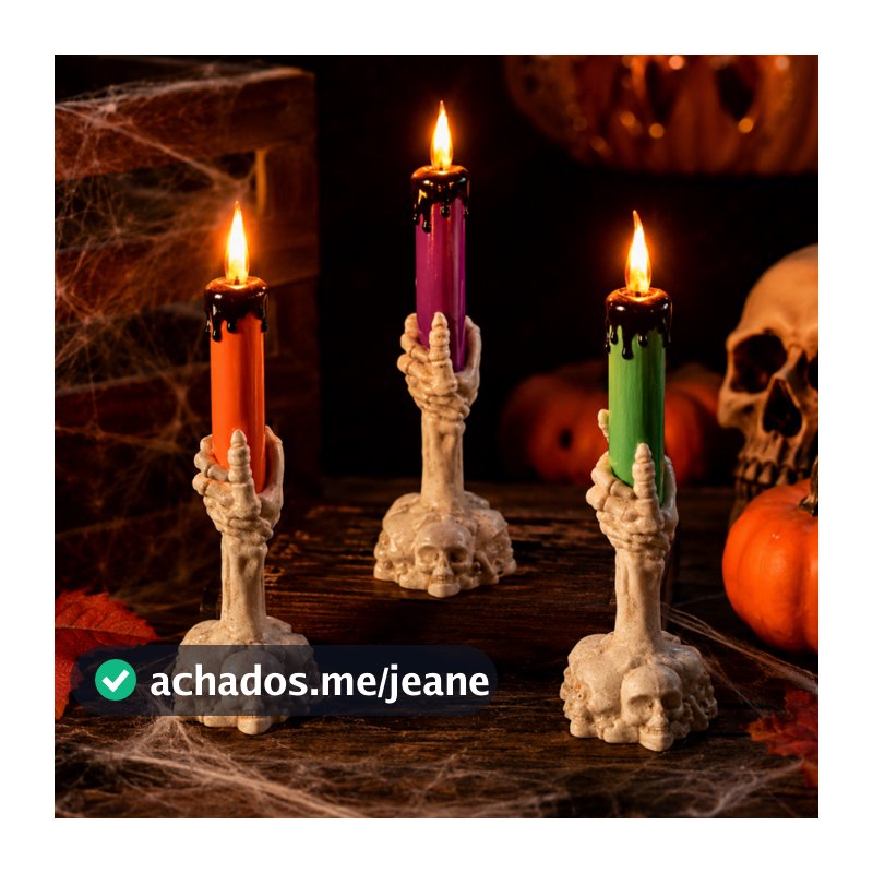 Kit Velinhas Halloween Mao Segurando Vela Decorativa