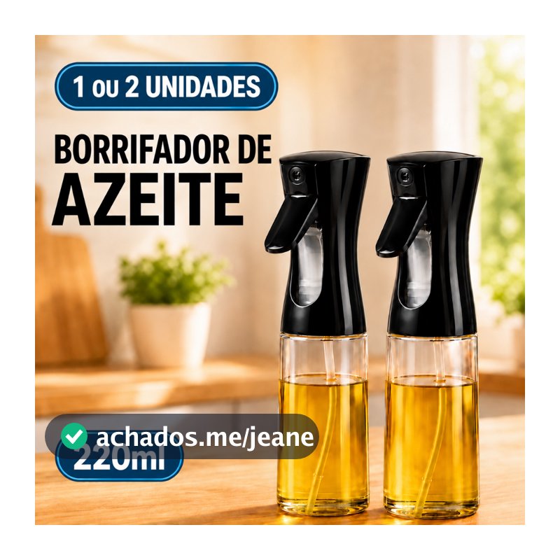 Spray Borrifador de Azeite em Vidro 220ML Pulverizador Porta Óleo Vinagre e Água Galheteiro de Cozinha