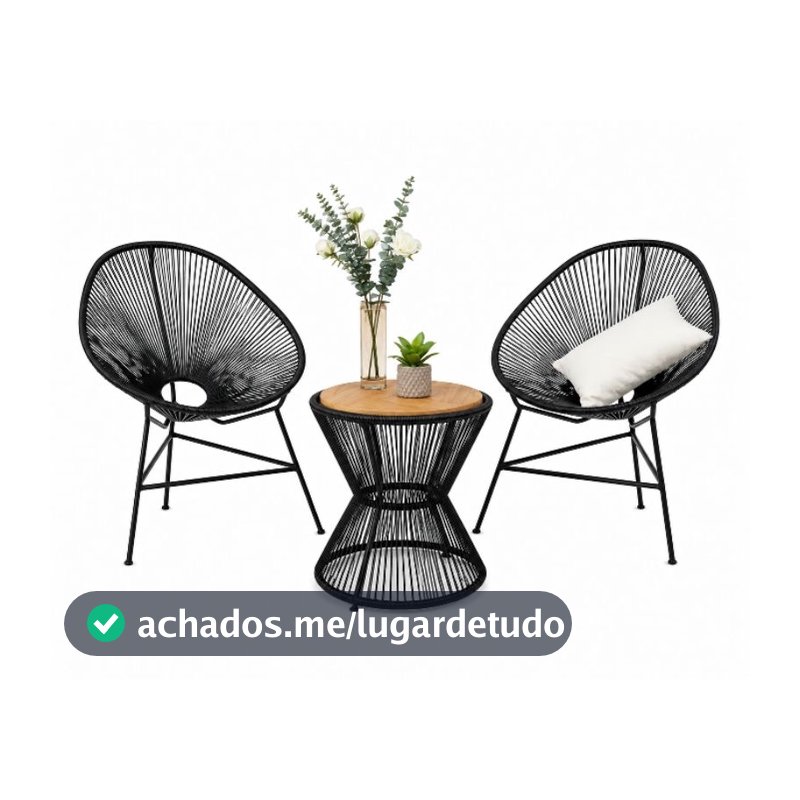 kit Varanda 2 Cadeira Acapulco +Mesa Ampulheta Fibra Sintética