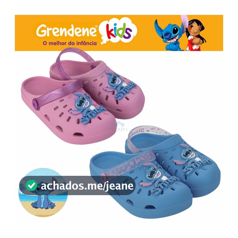 Sandália Babuche Grendene Kids Stitch Menina Infantil Divertida Fofa