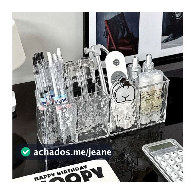 Organizador de Cosmético Porta Pincel Maquiagem Penteadeira 4 Divisórias Diamante