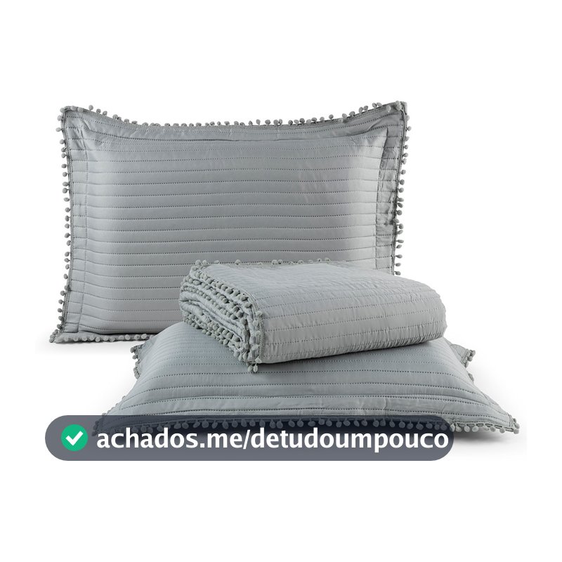 Kit Cobre Leito Colcha Casal Solteiro Queen King 3 e 2 Peças Matelado PomPom 300 Fios Porta Travesseiro