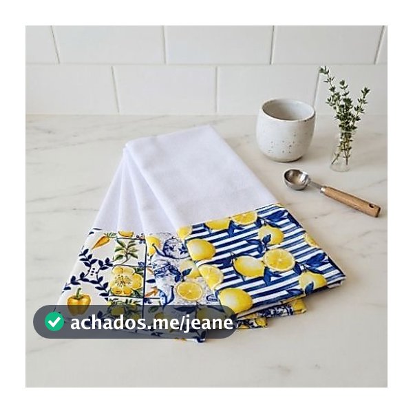 Kit 4 Panos de Prato Minimalista Boho Sacaria Premium - Coleção Limão Siciliano