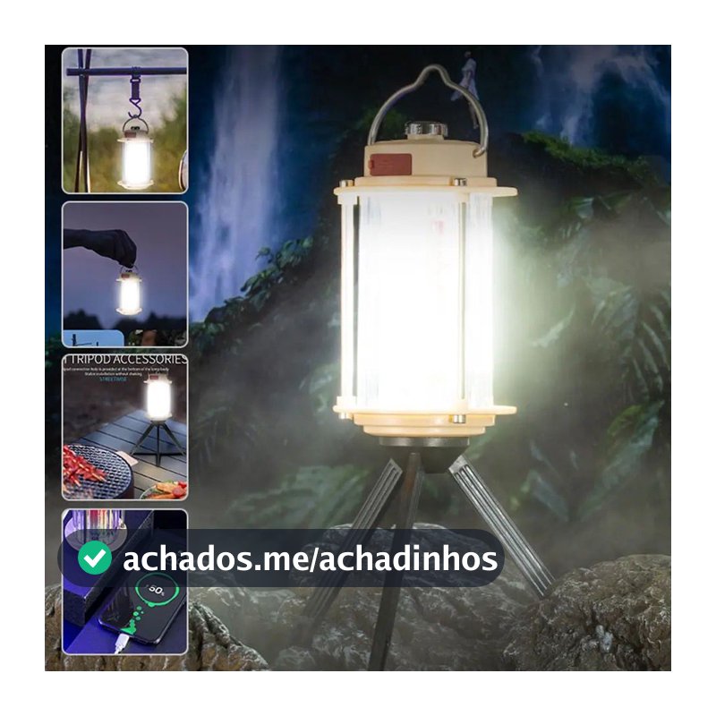 Lampião Com Tripé Para Acampamento Lanterna De Luz Forte À Prova D'Água Chuva IP66 Barraca De Pesca