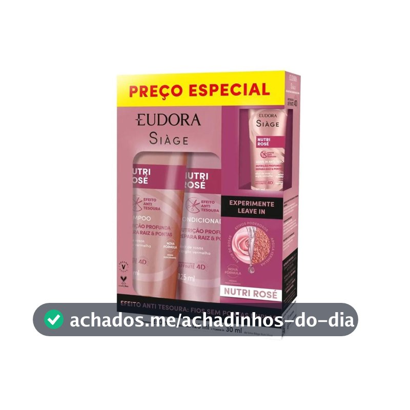 Kit Eudora Siàge Nutri Rosé Shampoo 250ml + Condicionador 250ml + Leave-In 30ml