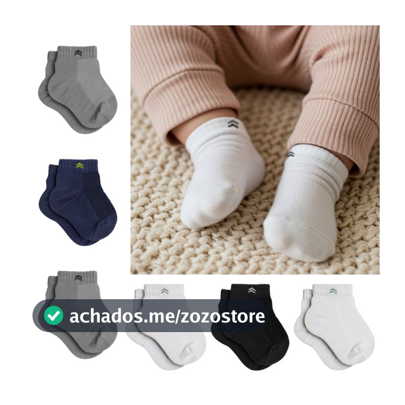 Kit 6 Pares Meias Infantil Baby Up 02025 Algodão Cano Médio