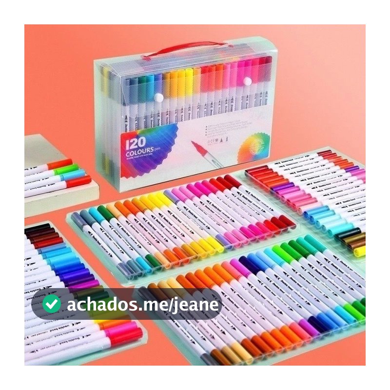 Kit 24/36/48/60/80/100/120 Colors 2 in 1 Brush Lettering Pen and Fine Tip Dual Pen Coloring Drawing Marker