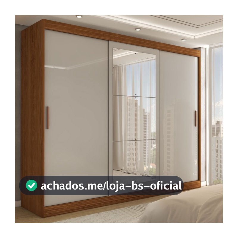 Guarda-Roupa Casal Harvard 3 Portas 2 Gavetas com Espelho 100% Mdf - Panorama Móveis