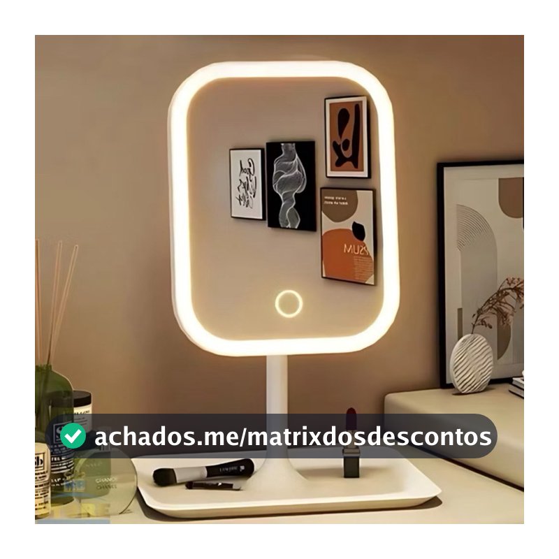 Espelho Decorativo com LED de Mesa Redondo / Quadrado